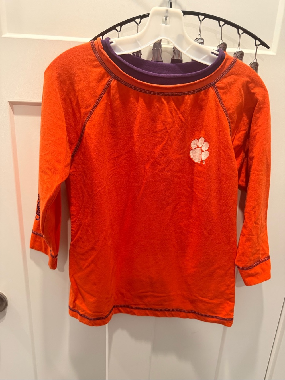 Clemson Tigers Women’s Small Orange Purple Logo Athletic Long Sleeve Top Reebok